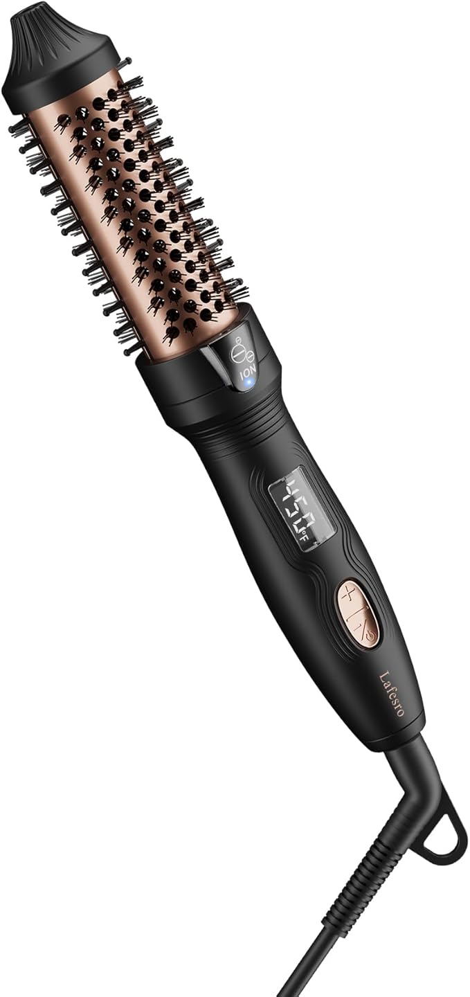 Thermal Brush, MINI & Tiny 1 Inch Ionic Heated Round Brush for Smooth Style, Tourmaline Ceramic Cepillo para Pelo for Short to Medium Hair, Adjustable Temperature, Dual Voltage, Compact-Size