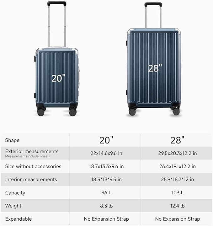 LUGGEX Checked Suitcase with Spinner Wheels, 28 Inch Aluminum Frame Zipperless - Image 9