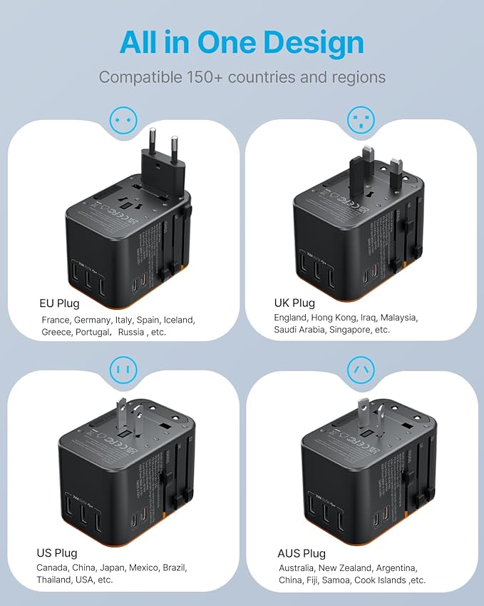 Universal Travel Adapter, VINTAR 35.5W International Power Adapter - Image 3
