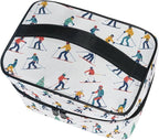 Makeup Train Case Winter Sports Skiers Carrying Portable Zip Travel Cosmetic Brush Bag Organizer Large for Women
