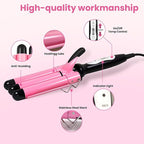 3 Barrel Curling Iron - Crimper Hair Tool 1" Ceramic Hair Crimper & Crimping Iron | Triple Barrel Hair Waver for Women Beach Waves, Dual Voltage, 2 Temp Settings