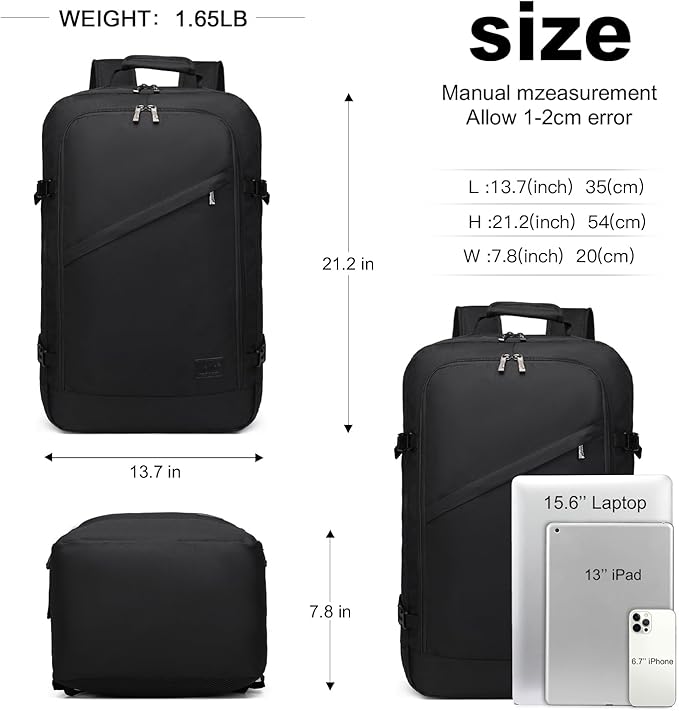 Kono Carry on Backpack, Waterproof Lightweight Daypack - Image 2