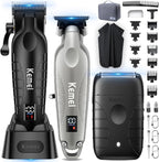 KEMEI Hair Clippers for Men Professional, Barber Clippers and Trimmers Set, Foil Shaver for Men,Cordless Hair Clippers and Barber Kit, Hair Cutting Kit, KM-2293Silver, KM-PG2290D, KM-T95