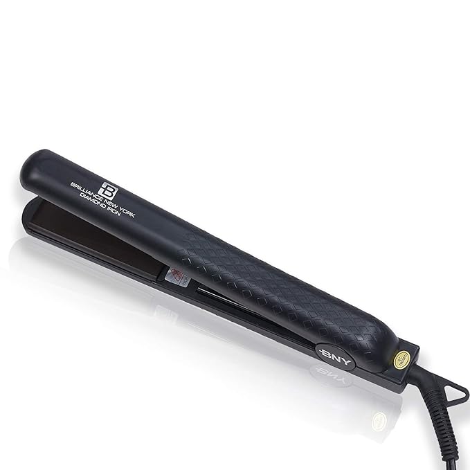 Brilliance New York 1.25 Inch Diamond Ceramic Flat Iron Hair Straightener, Professional Straightener Flat Iron with Anti-Static Ionic Plates