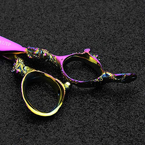Professional 6.0 Inch Rainbow color Dragon Handle 440C Salon Hair Cutting Shear Thinning scissors (Cutting scissors)