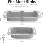 Extended Long Over the Sink Colander, Wash Vegetables Fruits Collapsible - Image 3