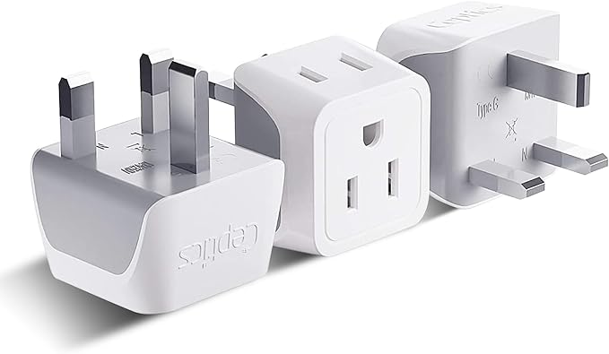 Ceptics UK Travel Plug Adapter, 2 in 1 Type G Adapter, US to UK Adapter by Ceptics