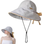 Wide Brim Hats for Woman Foldable Hats Sun Hats for Women uv Protection Bowknot by Unknown