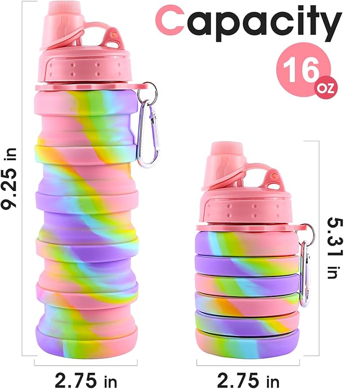 Collapsible Water Bottles for Travel, Foldable Sports Water Bottle for Kids - Image 2