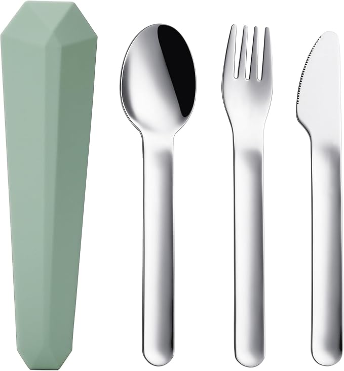 DEVICO Travel Utensils with Case, Reusable Camping Silverware Cutlery, 18/8 by DEVICO