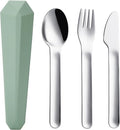 DEVICO Travel Utensils with Case, Reusable Camping Silverware Cutlery, 18/8 by DEVICO