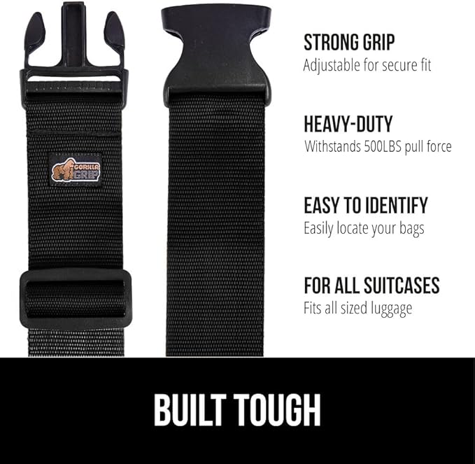 GORILLA GRIP Heavy Duty 8 Pack Adjustable Luggage Straps - Image 2