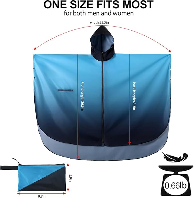 Rain Poncho Jacket Coat Hooded Zipper Style - Image 2