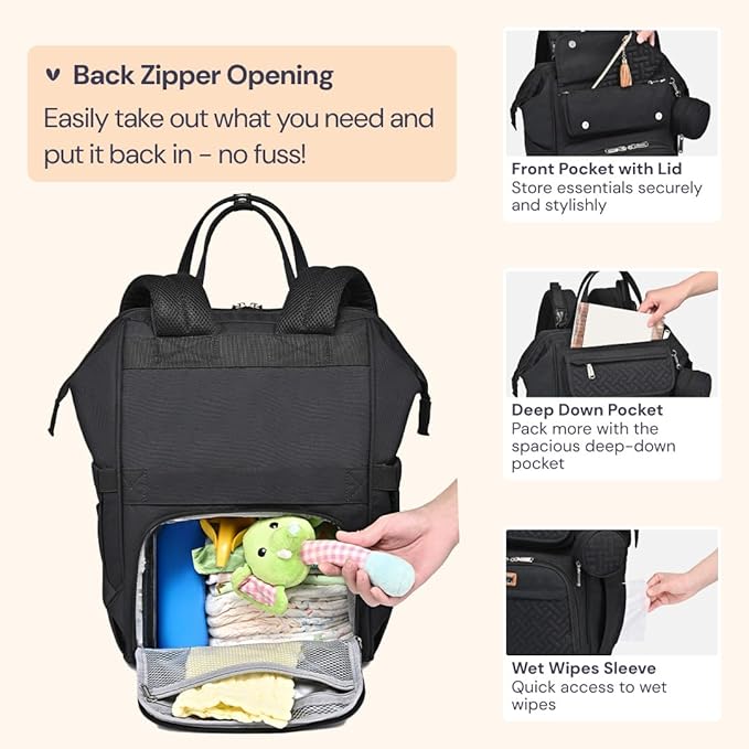 BabbleRoo Diaper Bag Backpack, Stroller Straps & Pacifier Case, Unisex Stylish - Image 5