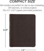 Samsill Vintage Leather Mini 3 Ring Zipper Binder, 1 Inch Round Ring Capacity - Image 7