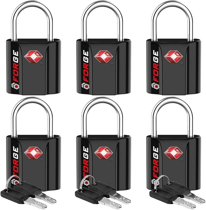 TSA Approved Luggage Locks, Ultra-Secure Dimple Key Travel Locks by Forge