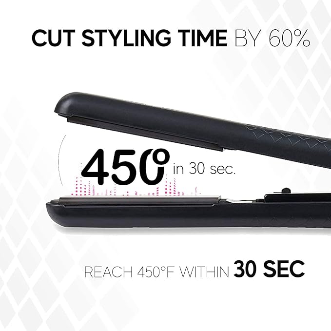 Brilliance New York 1.25 Inch Diamond Ceramic Flat Iron Hair Straightener, Professional Straightener Flat Iron with Anti-Static Ionic Plates