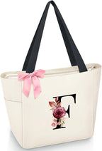 Vavabox Tote Bag, A-Z Initial Monogrammed Waterproof Tote Bag, Bridesmaid Gifts by Vavabox