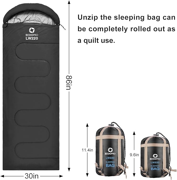 ECOOPRO Warm Weather Sleeping Bag - Image 2