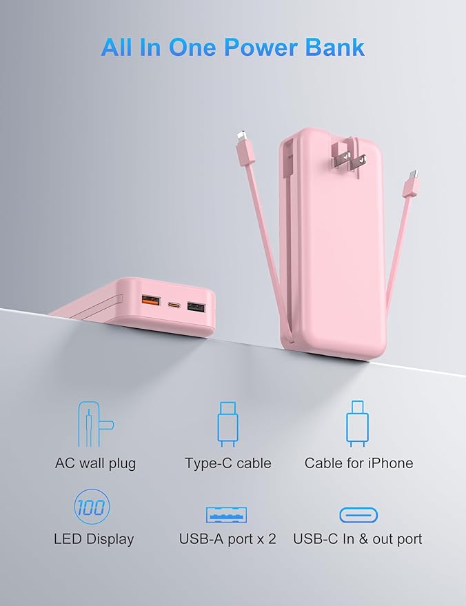 Portable Charger with Wall Plug, 20000mAh USB C Power Bank Fast Charging - Image 9