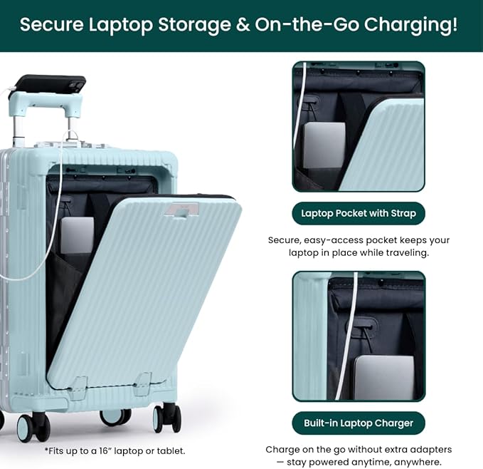 Nobl Travel Carry On Luggage, Noble Zipperless Aluminum Frame PC Hard Shell - Image 2