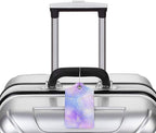 2Pcs Light Purple Blue Leather Luggage Tags - Image 6