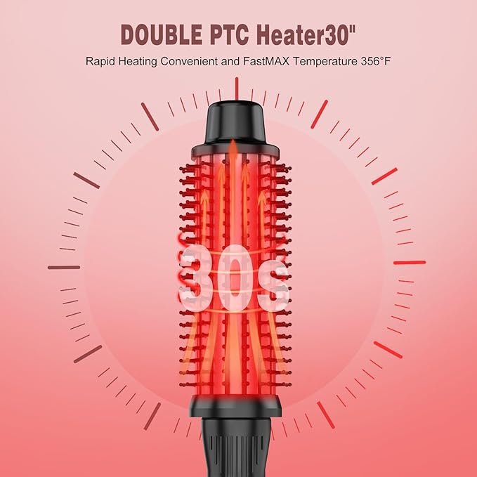 Thermal Brush, Heated Round Brush & Curling Iron with Ceramic Ionic Technology, Hair Tools for Volumizing & Styling, Travel-Friendly Hot Comb with Adjustable Temperature（Rose Gold 1.5 inch）