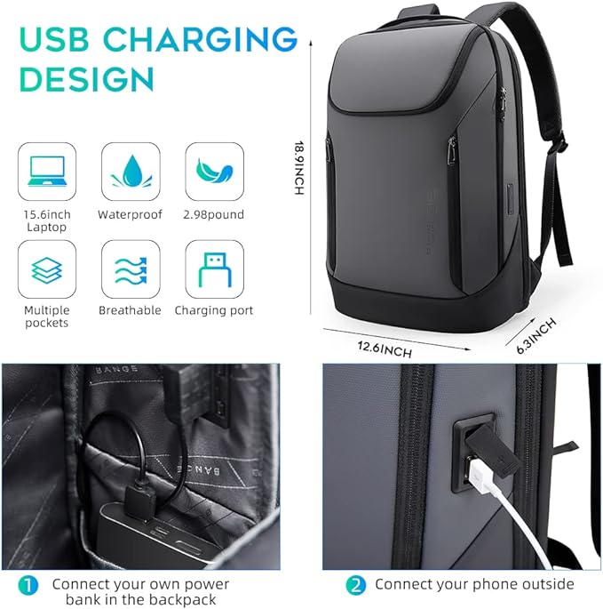 BANGE Business Smart Backpack Waterproof fit 15.6 Inch Laptop Backpack - Image 5