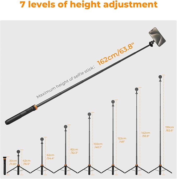 K&F Concept 63'' Magnetic Selfie Stick Tripod - Image 6