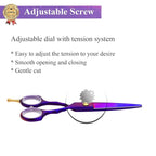 Purple Dragon 5.5 inch Hair Cutting Scissors Set with Razor, Leather Scissors Case, Barber Hair Cutting Shears Hair Thinning/Texturizing Shears for Professional Hairdresser or Home Use (Purple)