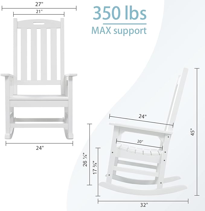 Psilvam Oversized Outdoor Rocking Chair, - Image 3
