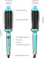 1 3/4 Inch Thermal Brush Negative Ion Heated Round Brush Dual Voltage 12 Temperature Settings Curling Hairbrush for Long Hair (1.75 Inch Barrel 2.3 Inch Bristles)