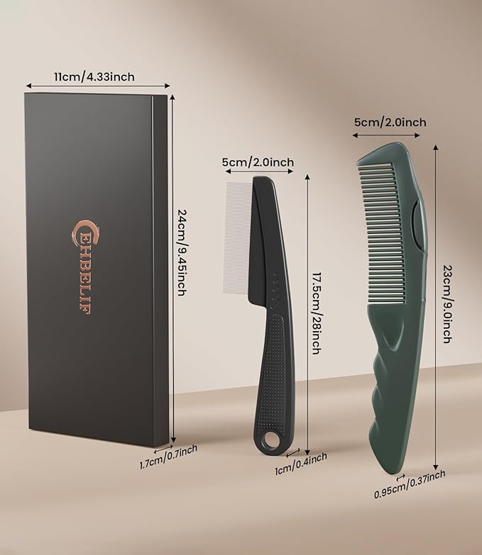 Dandruff Comb 2PC Upgraded Fine Tooth Scalp Detox Comb Lice for Women, Men & Kids Scalp Detoxing, Sweep & Massage Hair Brush Tool with Elegant Box for Hair Care Tool (Green)