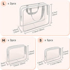 TISRATOK 10 PCS Clear Travel Makeup Toiletry Bag, Plastic PVC Cosmetic TSA - Image 2