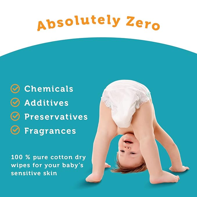 100% Pure Cotton Dry Wipes | 200 Count | Use Wet or Dry | Soft & Sensitive | - Image 3
