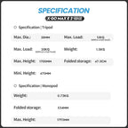 Fotopro 68" Carbon Fiber Travel Tripod, Heavy Duty Camera Tripod - Image 6