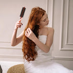 Round Boar Bristle Hair Brush 8.5 Inch Wooden Handle Curly Comb for Men and Women Styling Blow Drying Soft Hair Care