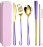 AARAINBOW 6 Pieces 18/8 Stainless Steel Flatware Set Portable Reusable Cutlery by AARAINBOW