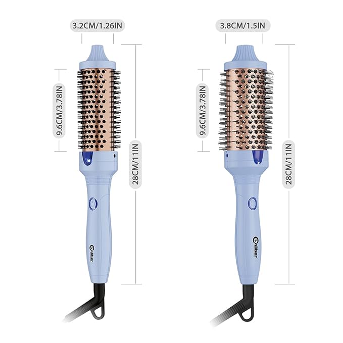 Caliber Viva Heat Thermal Hair Brush, Professional Styling Tool with Negative Ion Technology, Blue (1-1/4 inch（32mm）)