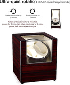 Uten Automatic Watch Winder Box Luxury Wooden Watch Storage Case, Double Watch - Image 4