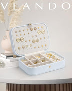 Vlando Travel Jewelry Case, PU Leather Travel Jewelry Box - Image 2