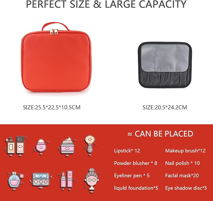 Makeup Bag with Led Mirror, Travel Makeup Organizer with 3 Color Setting & 10X - Image 2
