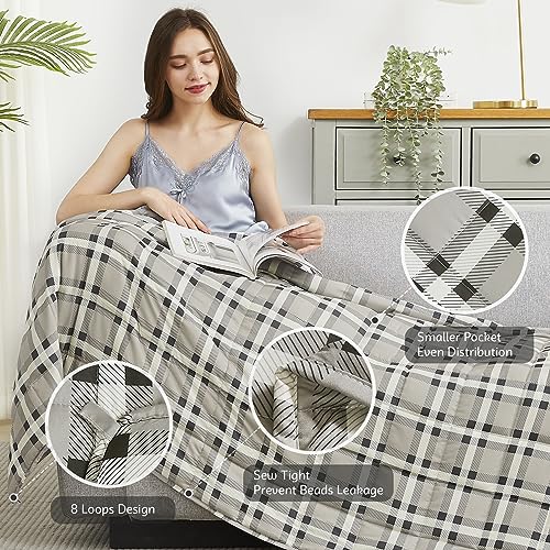 Weighted Blanket (16-white Checkered Pattern / 48" x 72" | 20lbs)