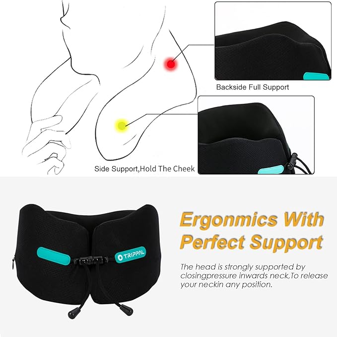 GOLDORANGE Travel Pillow Neck Chin Head Support Best Memory Foam Neck Pillows - Image 7