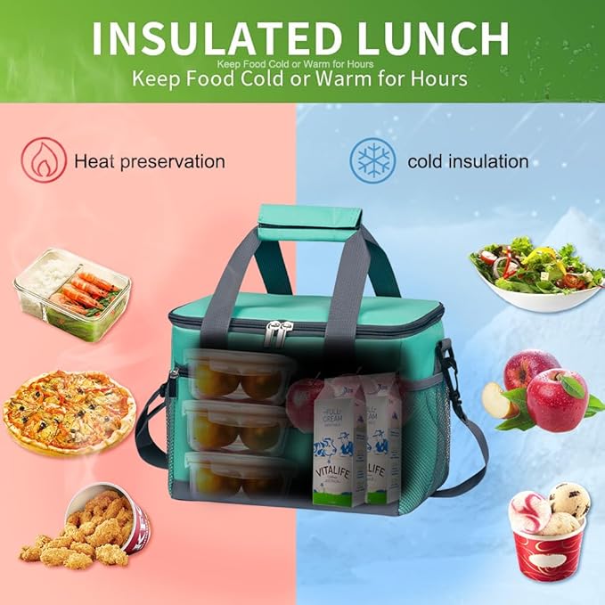 iknoe Large Foldable Cooler Bag, 8.5L Insulated Lunch Bag, Leakproof Lunch - Image 2