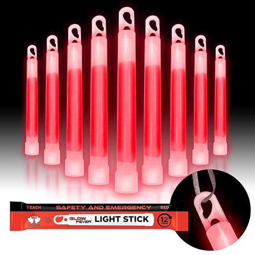 Glow Fever Emergency Safety Military Grade Glow Sticks; 10pcs, Hurricane and by PartyDragonGlowFever