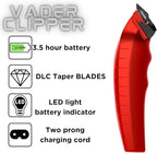 Supreme Trimmer Vader Clipper with DLC Taper Blade STC5098 | 210 Min Run Time 7500 RPM Hair Trimmer | Professional Brushless Motor Barber Clipper | Red