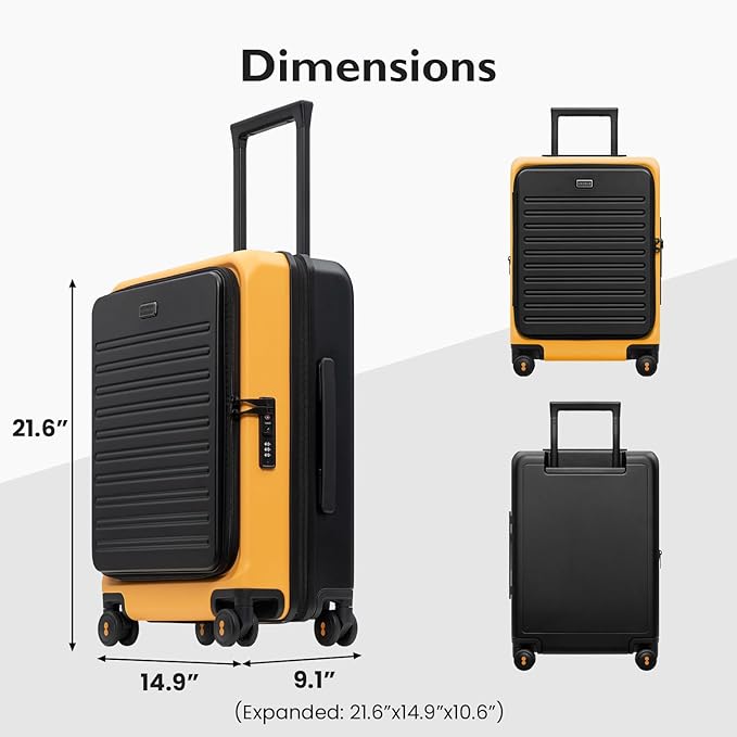 LEVEL8 Top Opening Carry on Luggage Hardshell, Large Suitcases - Image 8