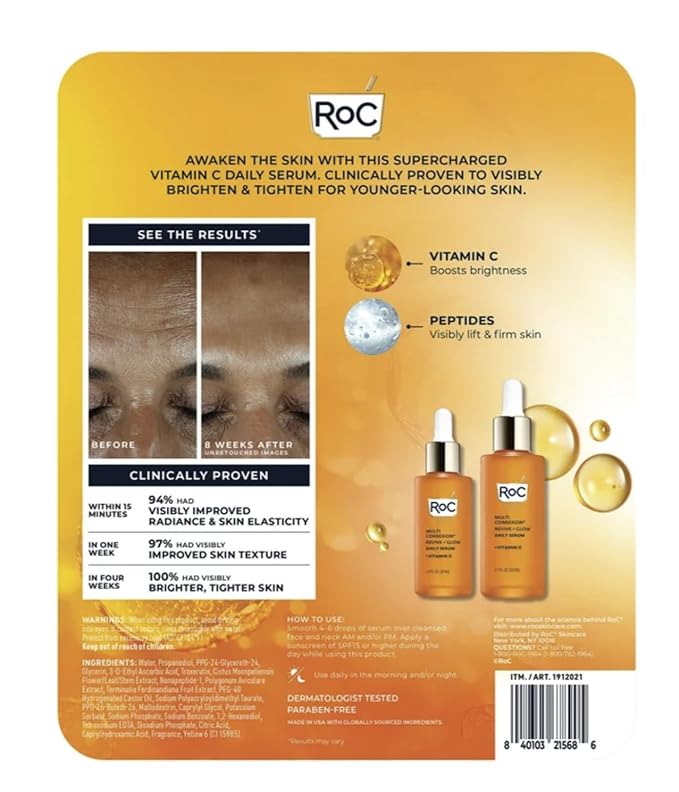 RoC Multi Correxion Revive and Glow Daily Vitamin C Serum Set, 1.0 FL OZ and 1.7 FL OZ Set, 2.7 FL OZ Total