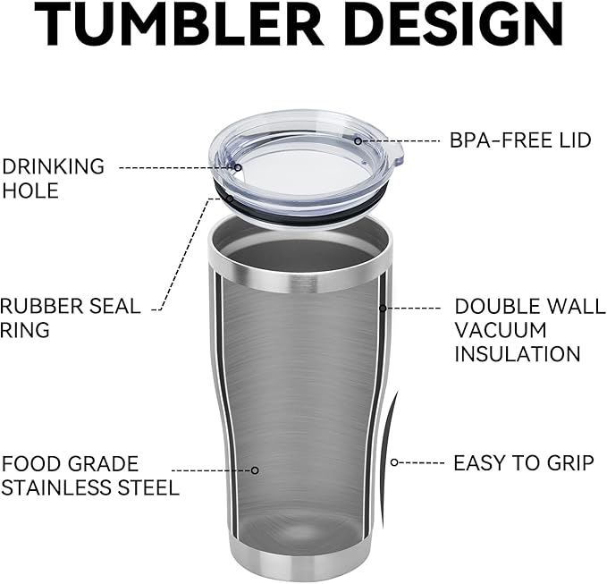 DOMICARE 20oz Tumbler with Lid Stainless Steel Tumblers Bulk, Double Wall - Image 4